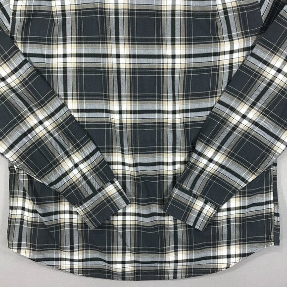 Van Heusen Shirt Men's Large Gray Plaid Regular Fit Never Tuck Button Down LS - Picture 6 of 11